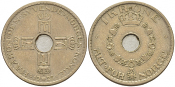 Норвегия 1 крона 1925 Хокон VII (1905-1957) KM 385 медно-никель 4402-312