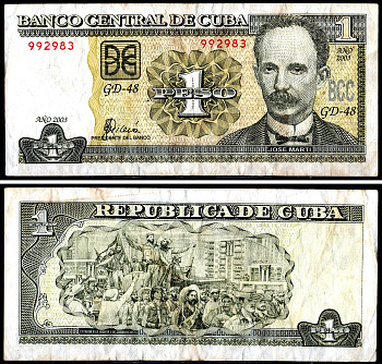 Куба 1 песо 2003 Pick 121c бумага 3295-108-2-2