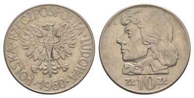 Польша 10 злотых 1960 MW, Тадеуш Костюшко (1746-1817) Y 50 медно-никель 4653-711