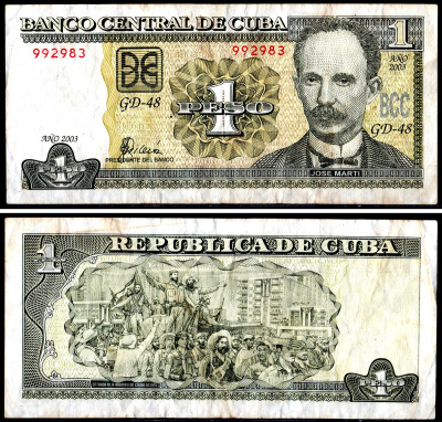 Куба 1 песо 2003 Pick 121c бумага 3295-108-2-2
