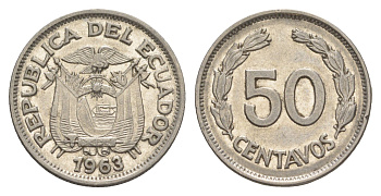 Эквадор 50 сентаво 1963 KM 81 сталь плакированная никелем 83-116