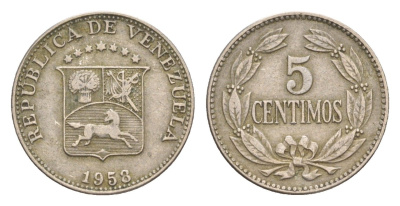 Венесуэла 5 сентимо 1958 Y 38.1 медно-никель 4649-845