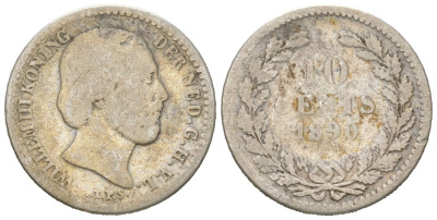 Нидерланды 10 центов 1890 Виллем III (1849-1890) KM 80 серебро 4152-1016