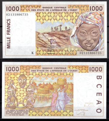 Западная Африка, Сенегал 1000 франков 2002 Pick 711 Kl бумага UNC (пресс) 7214-21-2-2