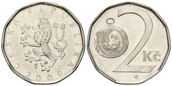 Чехия 2 кроны 2009 b’ KM 9 сталь плакированная никелем 4548-1122