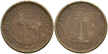 Либерия 1/2 цента 1937 KM 10 латунь 4174-354