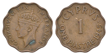 Кипр 1 пиастр 1945 KM 23a бронза 4637-247