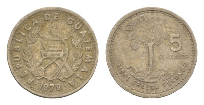 Гватемала 5 сентаво 1978 KM 276 медно-никель 4649-926
