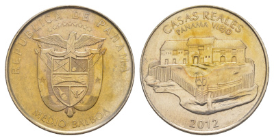 Панама 1/2 бальбоа (50 сентесимо) 2012 Панама-Вьехо - Королевский дом KM 143 медь плакированная медно-никелем UNC 4645-223