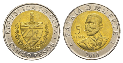 Куба 5 песо 2016 120 лет со дня смерти Антонио Масео KM 967 биметалл UNC 4637-1126