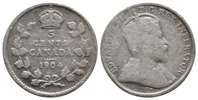 КАНАДА 5 ЦЕНТОВ 1904 ЭДУАРД VII KM 13 серебро 73-1524