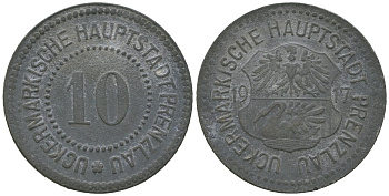 Пренцлау (Пруссия, Бранденбург) 10 пфеннингов 1917 Funck 431.2, Men18 26139.2 цинк 4586-955
