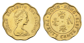 Гонконг 20 центов 1979 KM 36 никель латунь 4674-864