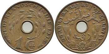 Нидерландская Восточная Индия 1 цент 1938 KM 317 бронза 4393-851