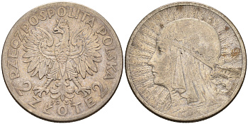 Польша 1 злотый 1933 королева Ядвига KM 20 серебро 4116-333