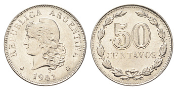 Аргентина 50 сентаво 1941 KM 39 никель UNC 4662-716