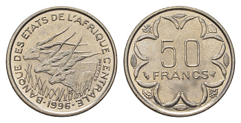 Центральная Африка (BEAC) 50 франков 1996 KM 11 никель UNC 4625-1055