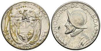 Панама 1/10 бальбоа 1970  KM 10 медь плакированная медно-никелем  aUNC  4609-919