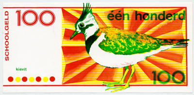НИДЕРЛАНДЫ 100 ГУЛЬДЕНОВ ND ШКОЛЬНЫЕ ДЕНЬГИ, ПТИЧКА КИВИ, односторонний бумага UNC (ПРЕСС) 6317-12-2