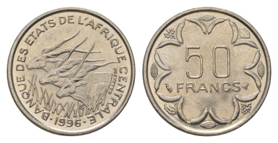 Центральная Африка (BEAC) 50 франков 1996 KM 11 никель UNC 4625-1055