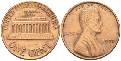 США 1 ЦЕНТ 1970 ЛИНКОЛЬН KM 201 медь цинк 188-261