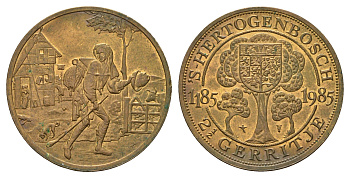 Нидерланды муниципальный жетон - 2 1/2 герритье 1980 800 лет Хертогенбос бронза 189-136