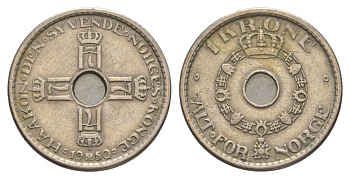 Норвегия 1 крона 1950 Хокон VII (1905-1957) KM 385 медно-никель 4635-627