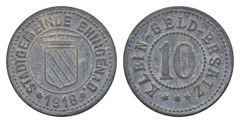 Эхинген (Эинген) 10 пфеннигов 1918 Funck 110.1, Men05 6164.1, Men18 7742.1 цинк 4448-846