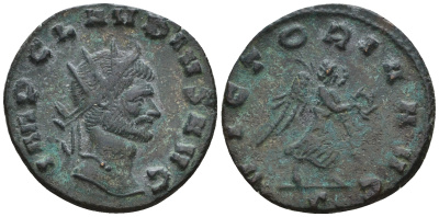 Римская Империя антониниан 268 - 270 Клавдий II Готский, IMP CLAVDIVS AVG, бюст императора / VICTORIA AVG, Виктория, Медиолан RIC 107 биллон 1073-25-46