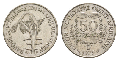 Западная Африка (BCEAO) 50 франков 1975 KM 6 медно-никель aUNC 4611-258