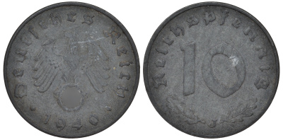 Германия 10 рейхспфеннигов 1940 J KM 101, J.371 цинк 4519-721