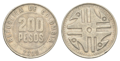 Колумбия 200 песо 2006 KM 287 медь цинк никель 4663-811