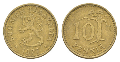 Финляндия 10 пенни 1977 KM 46 алюминиевая бронза 4647-337