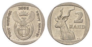 ЮАР 2 ранда 2003 KM 335 медь плакированная никелем 4626-1237