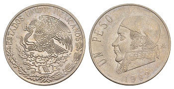 Мексика 1 песо 1982 Mo, Хосе Мария Морелос, закрытая цифра 8 KM 460 медно-никель 4637-614