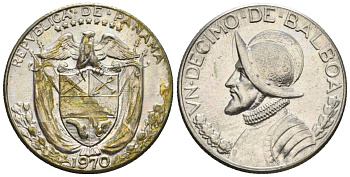 Панама 1/10 бальбоа 1970  KM 10 медь плакированная медно-никелем  aUNC  4609-856