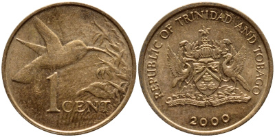 Тринидад и Тобаго 1 цент 2000 колибри KM 29 бронза 4396-1027