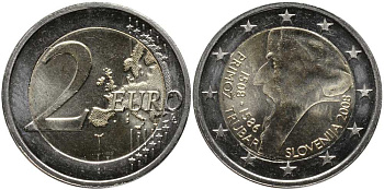 Словения 2 евро 2008 500 лет со дня рождения Приможа Трубара KM 80 биметалл UNC 115-1122