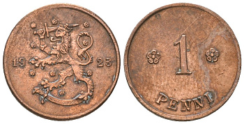 Финляндия 1 пенни 1923 KM 23 медь 4174-249