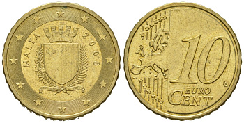 Мальта 10 евроцентов 2008 F KM 128 нордик UNC 4551-927