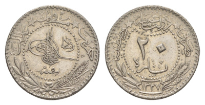 Турция 20 пара 1909 (1913) AH 1327 (5), Османская Империя KM 761 медно-никель aUNC 4620-753