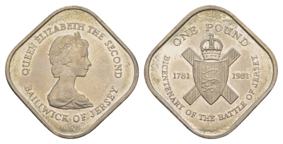 Джерси 1 фунт 1981 200 лет штурму Джерси KM 51 медно-никель UNC 4646-1043