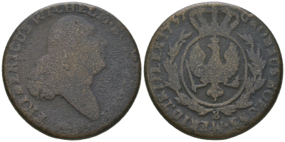 Польша, Южная Пруссия 3 гроша 1797 В, Фридрих Вильгельм II Прусский (1786-1797) KM 3 медь 4641-516