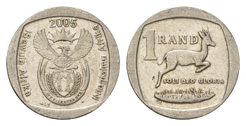 ЮАР 1 ранд 2005 KM 295 медь плакированная никелем 4627-437