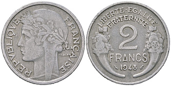Франция 2 франка 1948 KM 886a.1, Le Franc 269 алюминий 4582-235