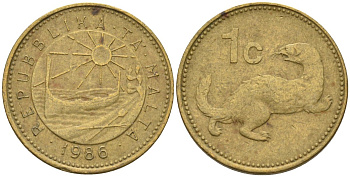 Мальта 1 цент 1986 ласка, горностай KM 78 никель латунь 4585-1126