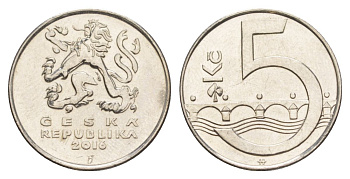 Чехия 5 крон 2016 KM 8 сталь плакированная никелем 4633-716