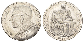 Ватикан медаль в честь избрание папой римским Иоанна Павла I ND (1978) Иоанн Павел I, Пьета Микеланджело, диаметр 35 мм, вес 15,7 гр бронза плакированная серебро 4667-1122