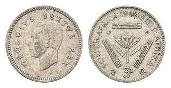 ЮАР 3 пенса 1948 KM 35.1 серебро 72-1056