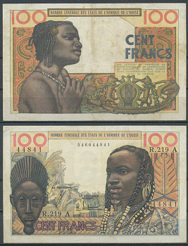 Западная Африка 100 франков 1965  Pick 101 Ae   бумага   451-1099-1